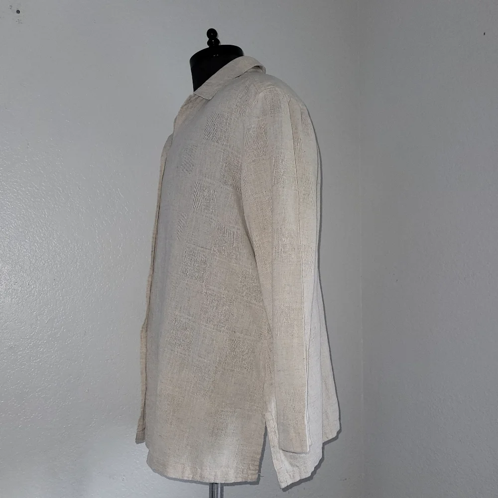 Classic Elements Cream Casual Button Down Women's Plus Size 16/18W Linen Shirt - Picture 4 of 9